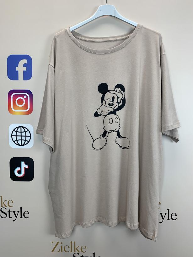 Bluzka/Tunika jednokolorowa z kieszeniami, myszka miki, ww - 5510 - beż