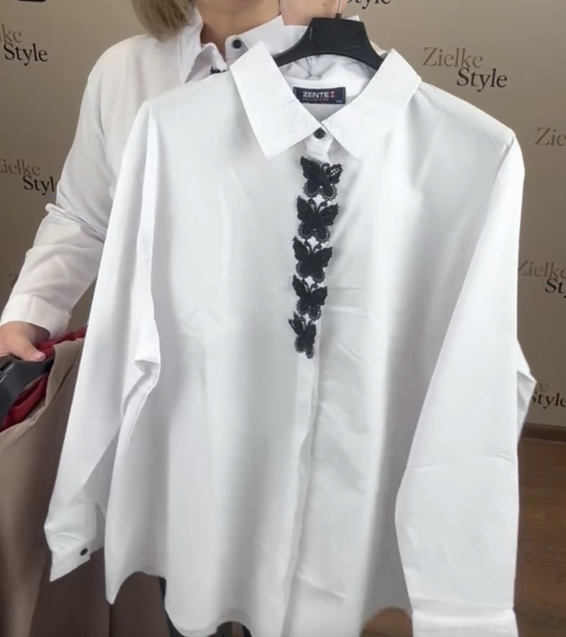 Koszula motyle z gipury, zentex 4XL - 8020 - biała