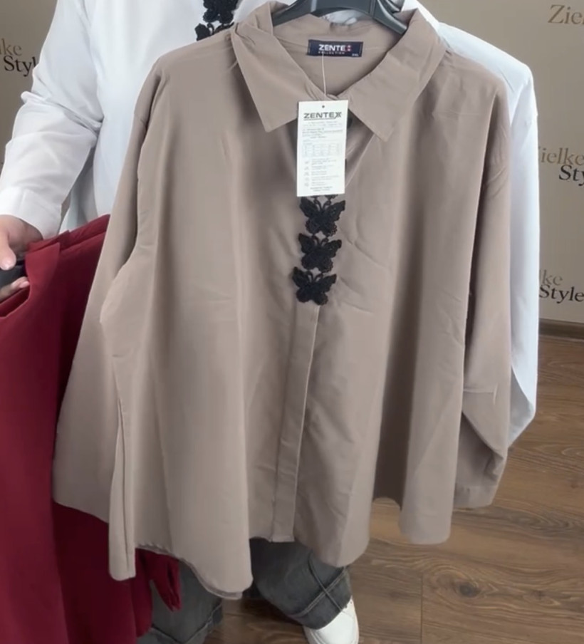 Koszula motyle z gipury, zentex 4XL - 8020 - fango