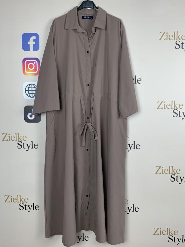 Sukienka koszulowa wiązany pas jednokolorowa, zentex 4XL - 7074 - fango