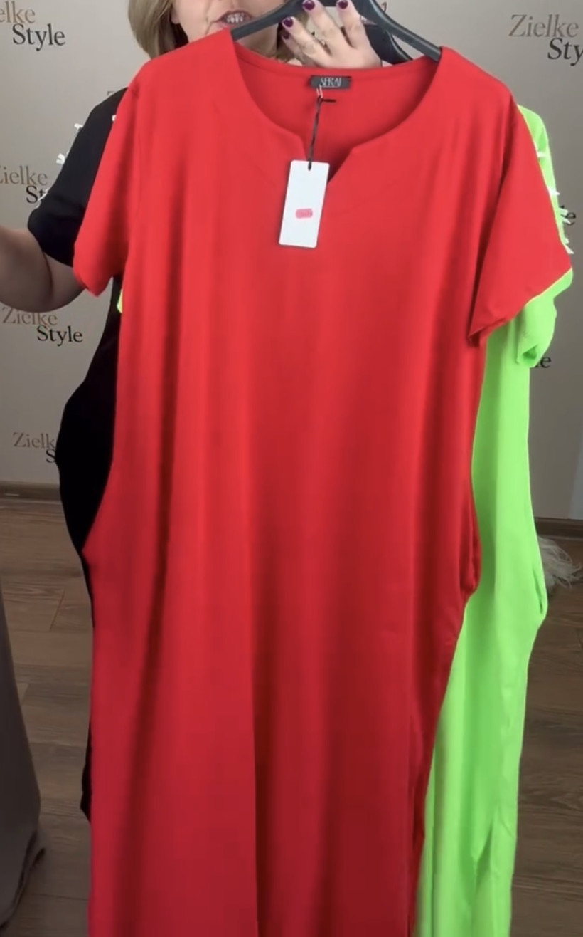 Sukienka maxi łezka przy dekoldzie, kokardki na rekawie, seraj - 3476 - czerwona