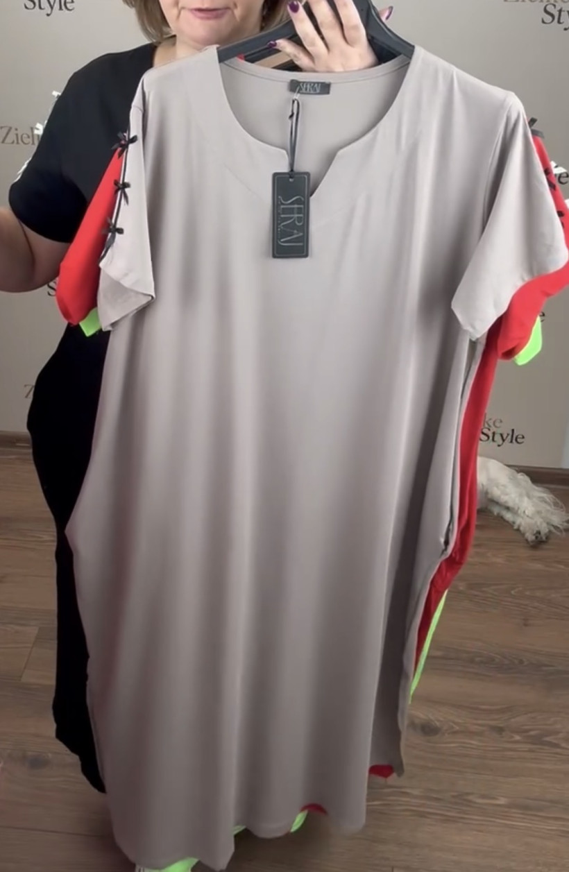 Sukienka maxi łezka przy dekoldzie, kokardki na rekawie, seraj - 3476 - fango