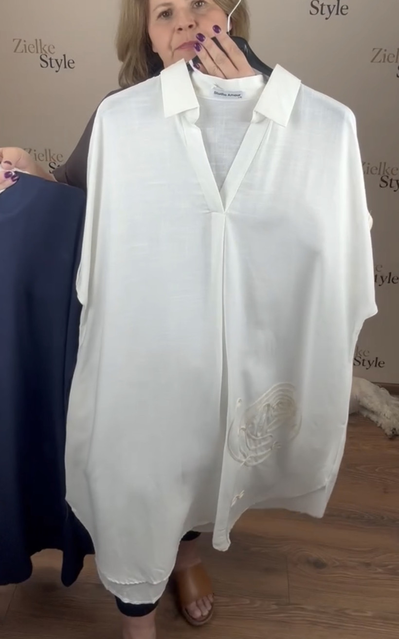 Sukienka z kołnierzykiem sznurkowy wzór na boku, amour ( m/l, l/xl) - 3035 - biała