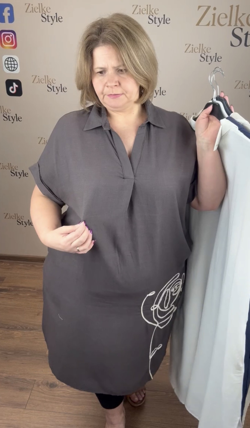 Sukienka z kołnierzykiem sznurkowy wzór na boku, amour  ( m/l, l/xl) - 3035 - czekolada