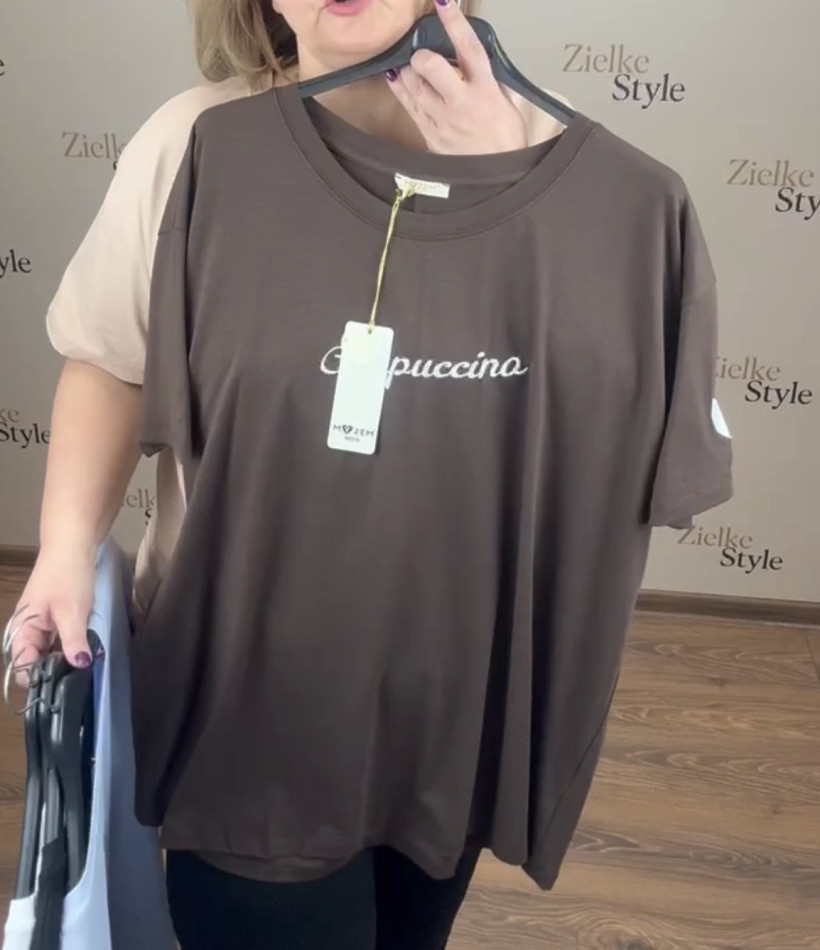 Bluzka jednokolorowa, cappuccino, myzem - 335 - czekolada