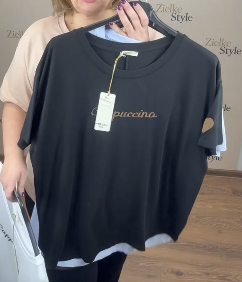 Bluzka jednokolorowa, cappuccino, myzem - 335 - czarna