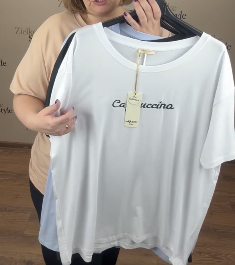 Bluzka jednokolorowa, cappuccino, myzem - 335 - biała