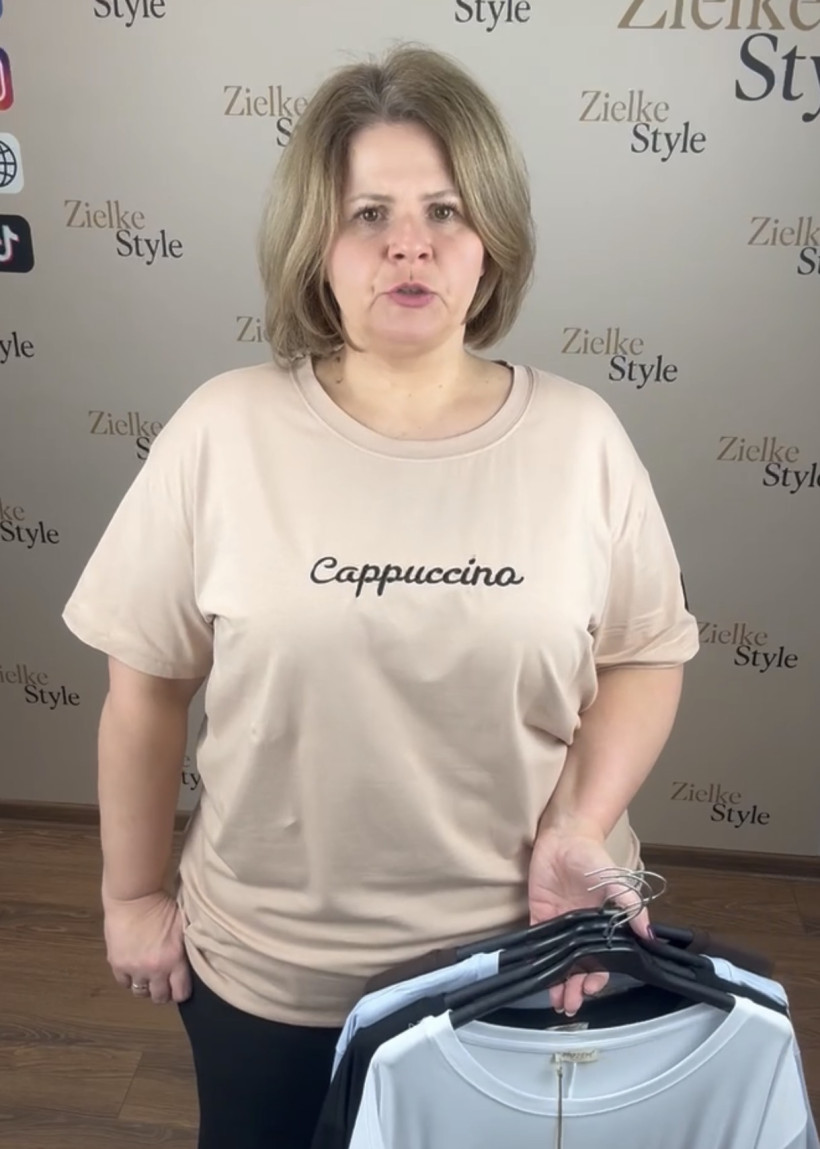 Bluzka jednokolorowa, cappuccino, myzem - 335 - beż