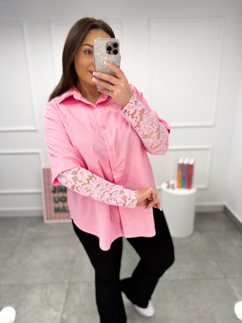 Koszula ( rękaw koronka ) różowa 