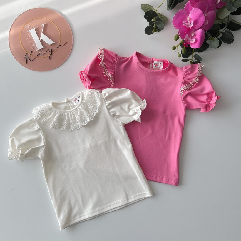 BLUZKA BUFKA RÓŻOWA KRÓTKI RĘKAW KAYA