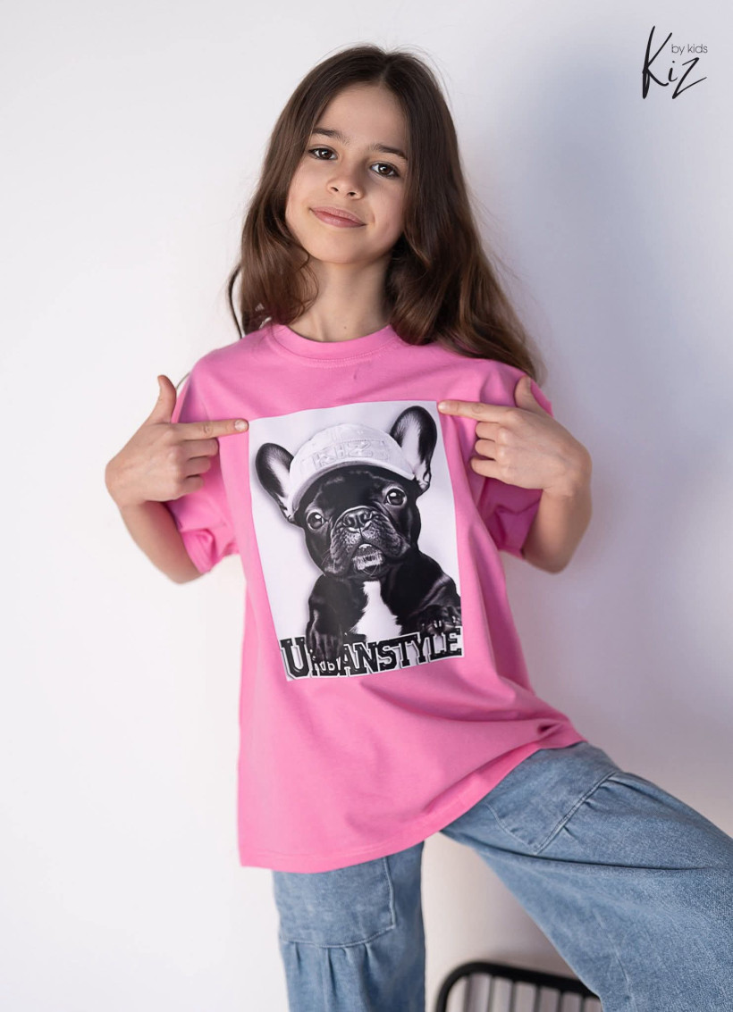 T-SHIRT OVER RÓŻ BULDOG KIZ