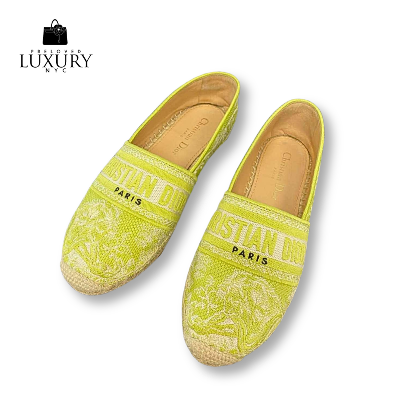 CHRISTIAN DIOR Granville Espadrille Flat Lime Green Shoes Size 36