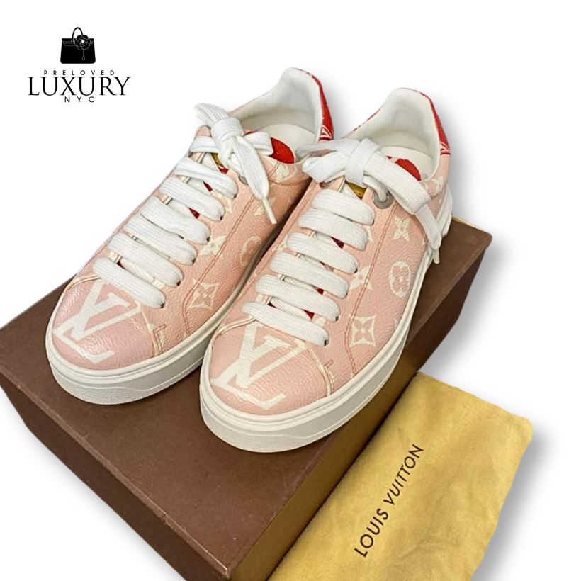 LOUIS VUITTON Time Out Pink Sneakers Size 35