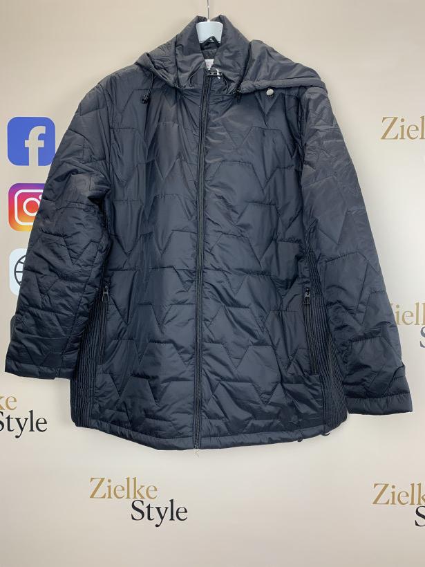 Kurtka z kapturem pikowana ściągacze na bokach - 3xl - 82084 - czarna