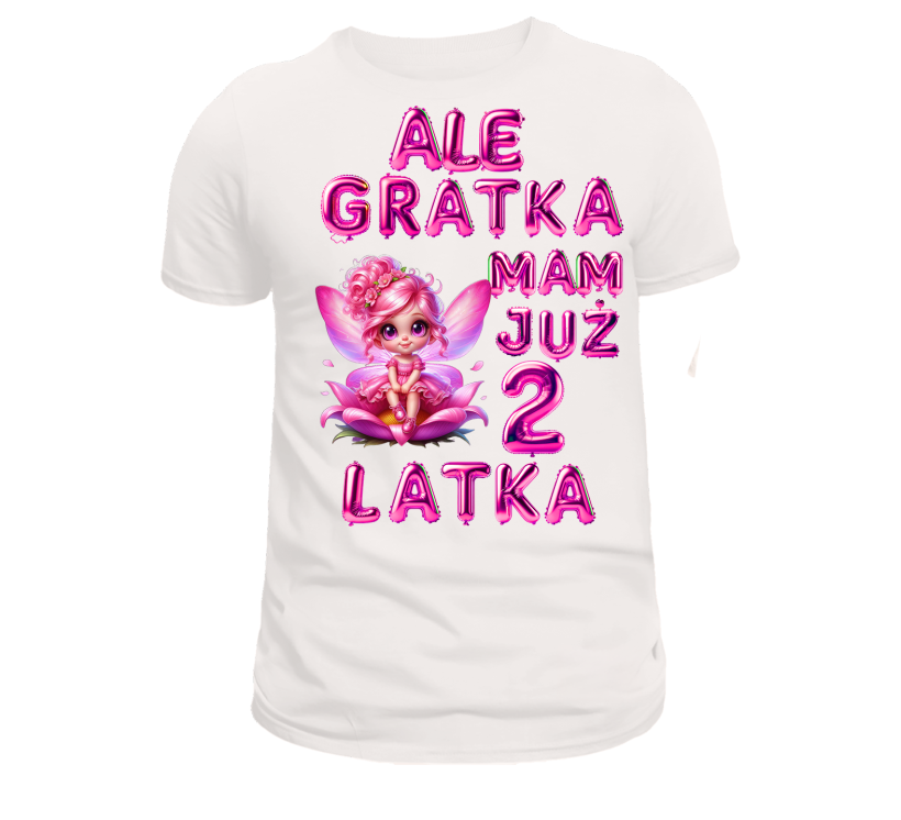 T-shirt biały urodzinowy ale gratka mam już 2 latka wróżka
