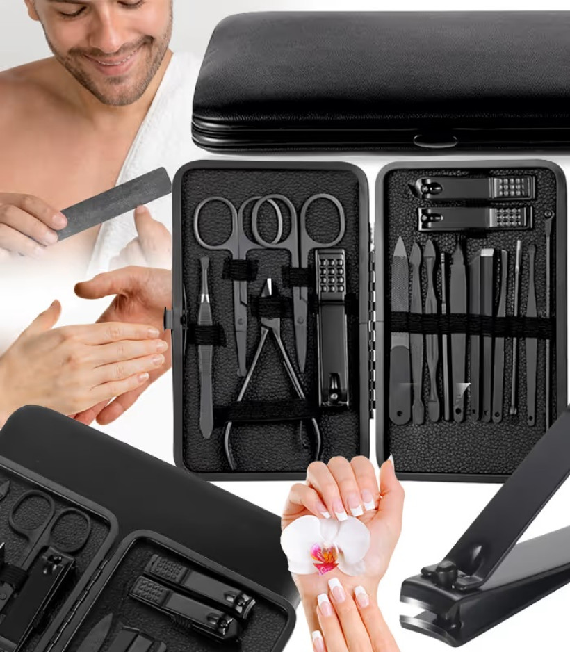 E23 Gn Zestaw do manicure CZARNY 18szt (d)