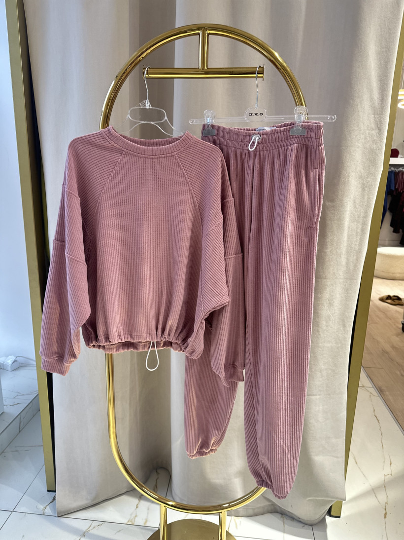 LENO KOMPLET SZTRUKSOWY RÓŻ