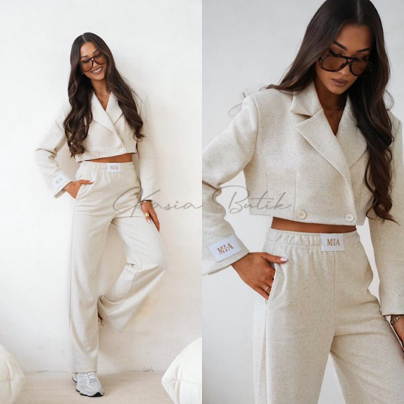 Marynarka Bawełniana Chic By Mia Beż Melanż