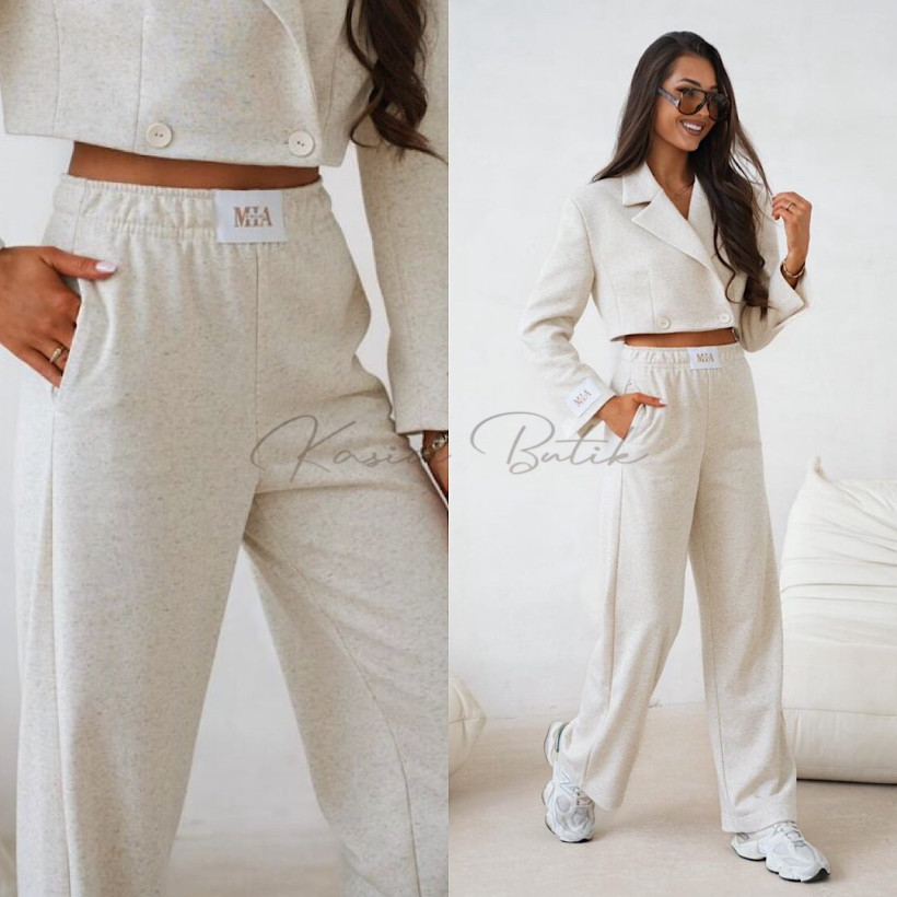  Spodnie Bawełniane Chic By Mia Beż Melanż