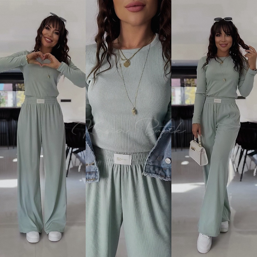 Komplet Prążkowany Camilla By Mia Pastelowa Mięta