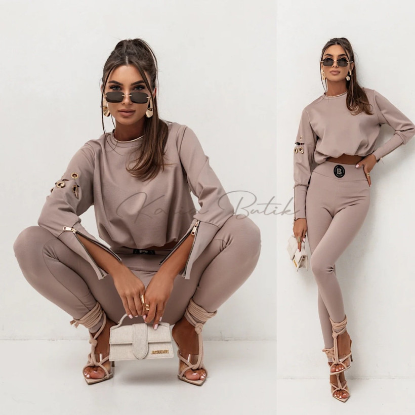 Komplet Wiskozowy Premium Agrafka Beżowy