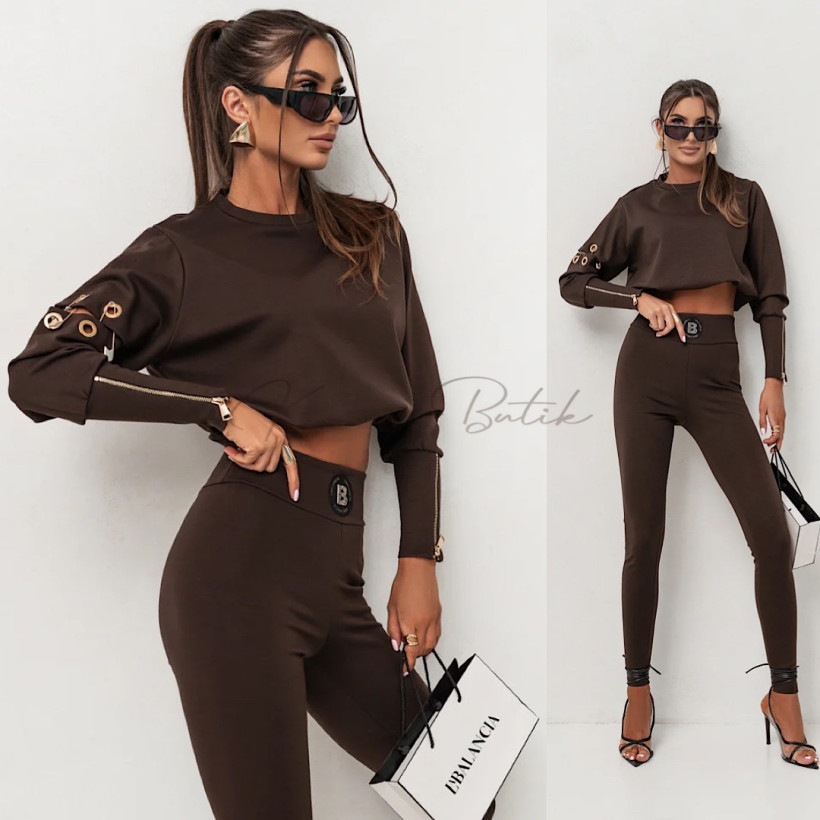 Komplet Wiskozowy Premium Agrafka Ciemna Czekolada