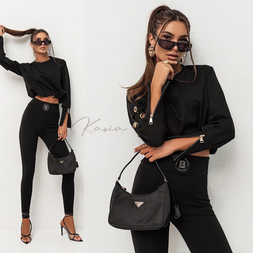 Komplet Wiskozowy Premium Agrafka Czarny