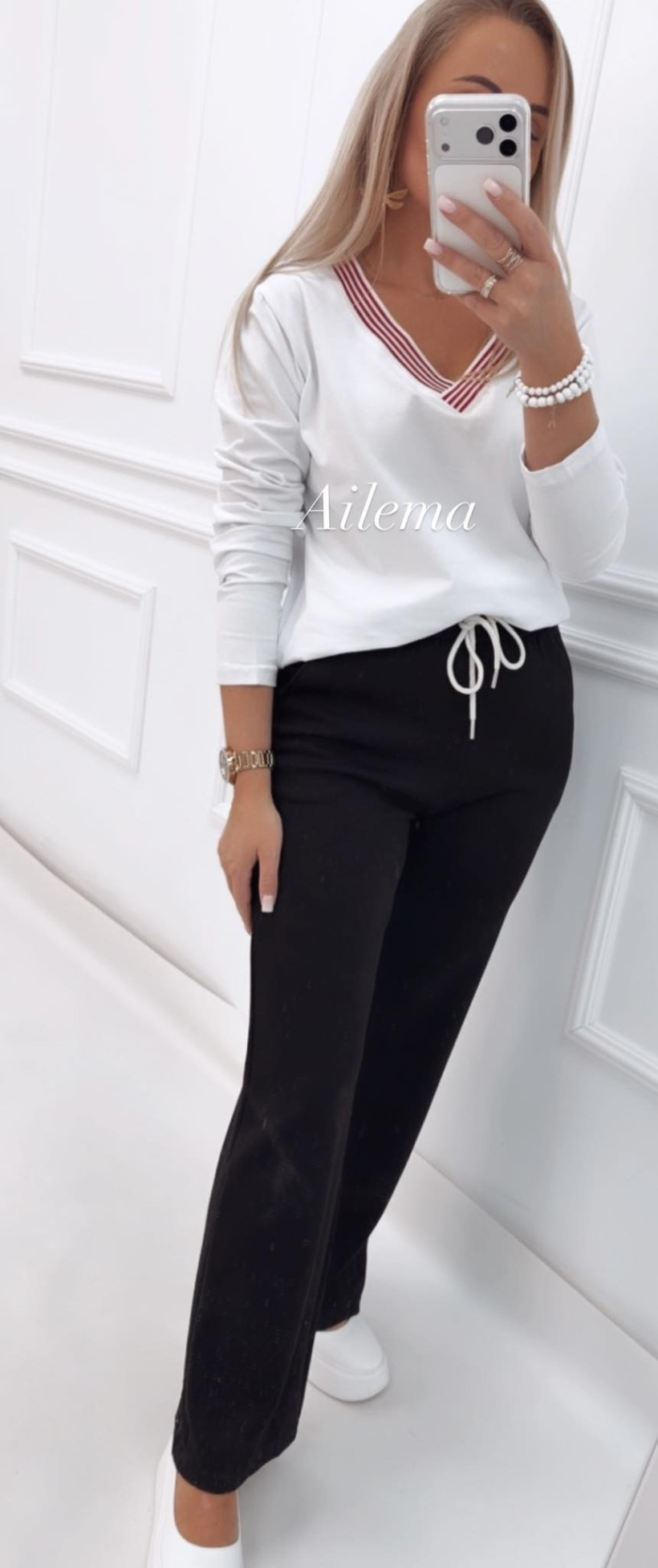 Spodnie dresowe szeroka nogawka W3100 guma w pasie 