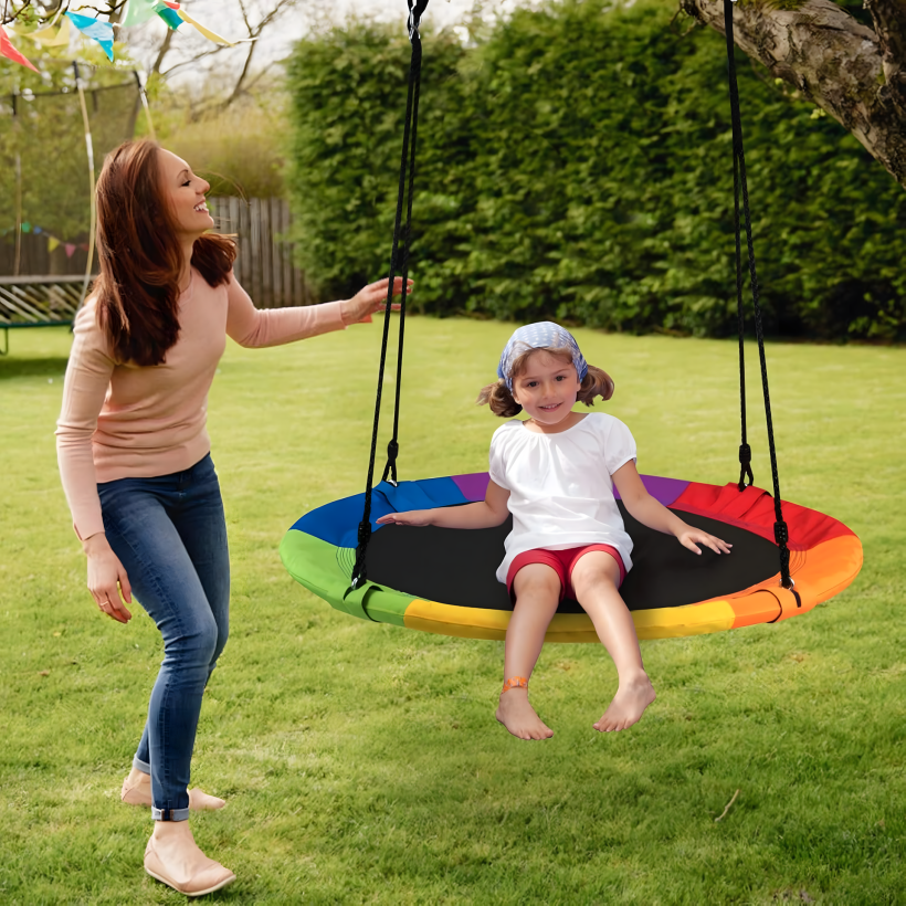 Huśtawka ogrodowa duża 100 cm bocianie gniazdo dla dzieci stelaż hamak