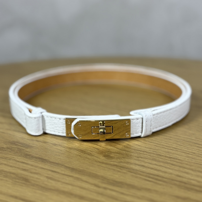 Pasek SKÓRA NATURALNA złota blaszka