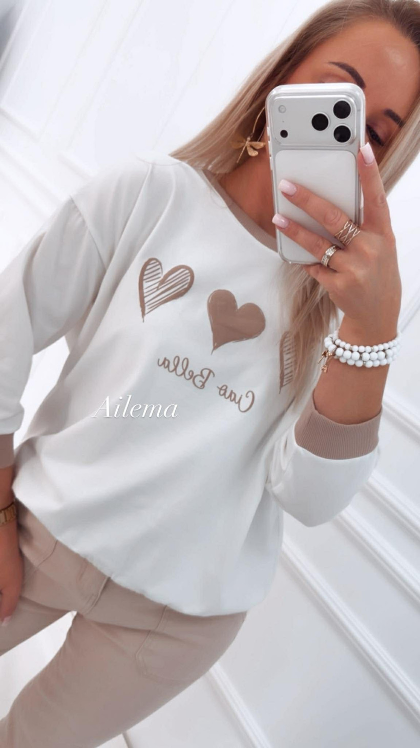 Bluza Passions Ciao Bella serduszka 14229 rękaw 3/4