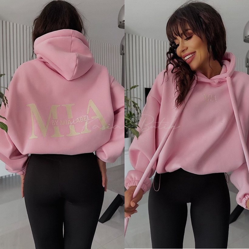 Bluza Bawełniana By Mia Label z Kapturem Cukierkowa