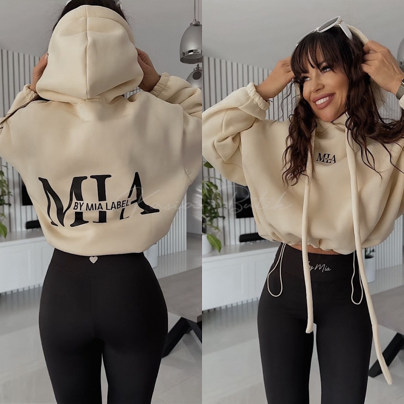 Bluza Bawełniana By Mia Label z Kapturem Kokosowa
