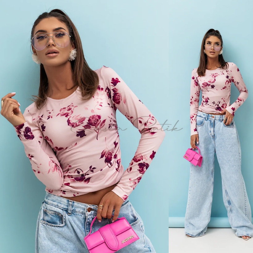 Bluzka Wiskozowa Shira Pudrowa