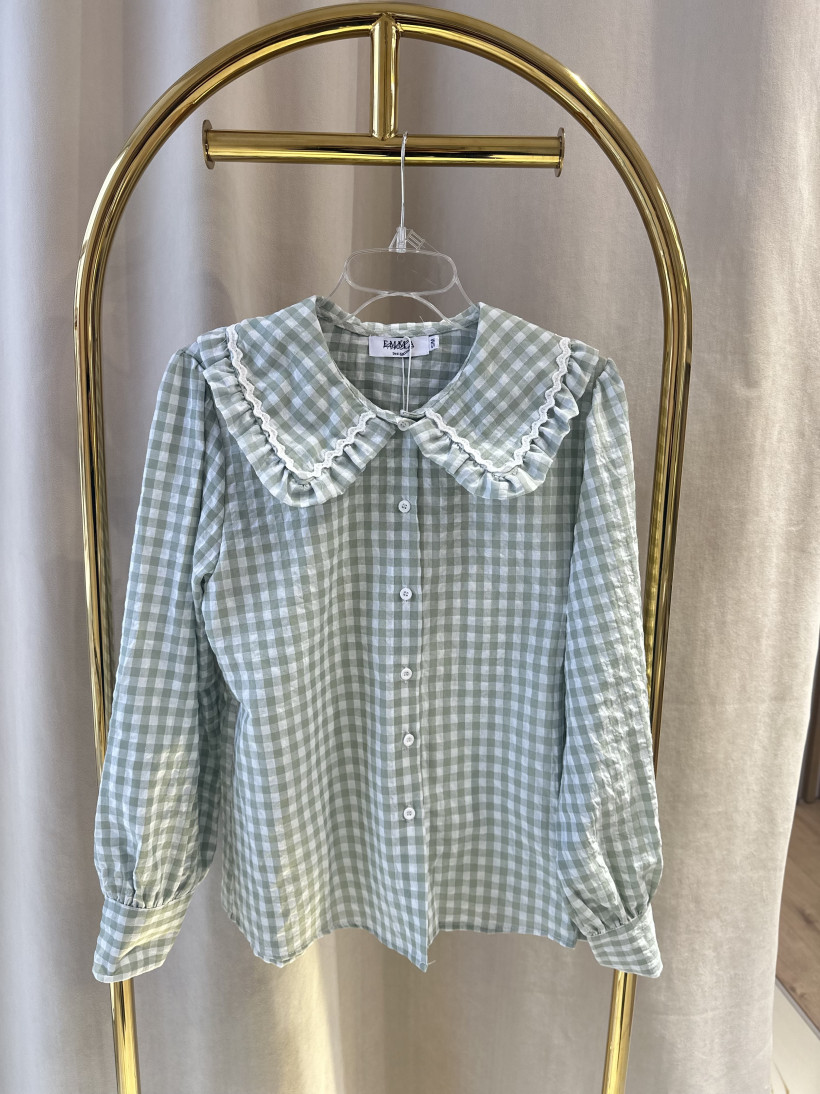 EMMA KOSZULA KRATA PISTACJA KOŁNIERZ