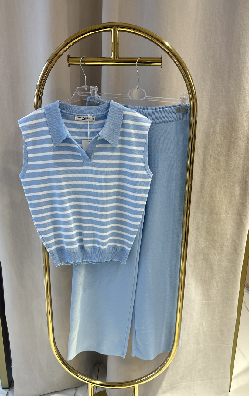J&H KOMPLET DZIANINOWY PASKI BABY BLUE