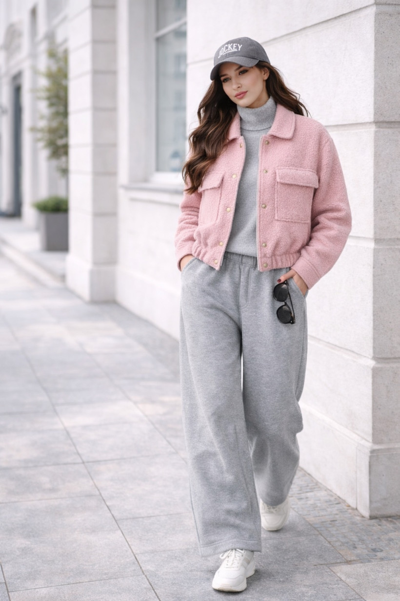 Kurtka bukla brudny różowy