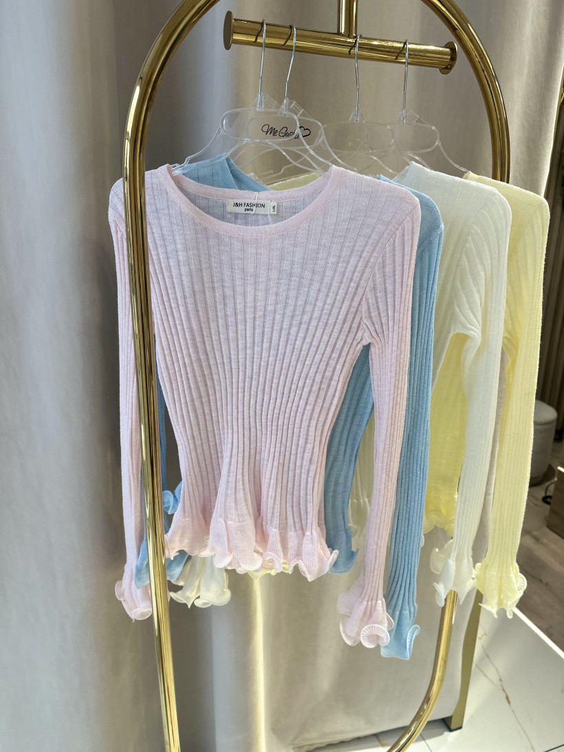 J&H BLUZKA MGIEŁKA FALBANKA DŁUGI RĘKAW RÓŻ