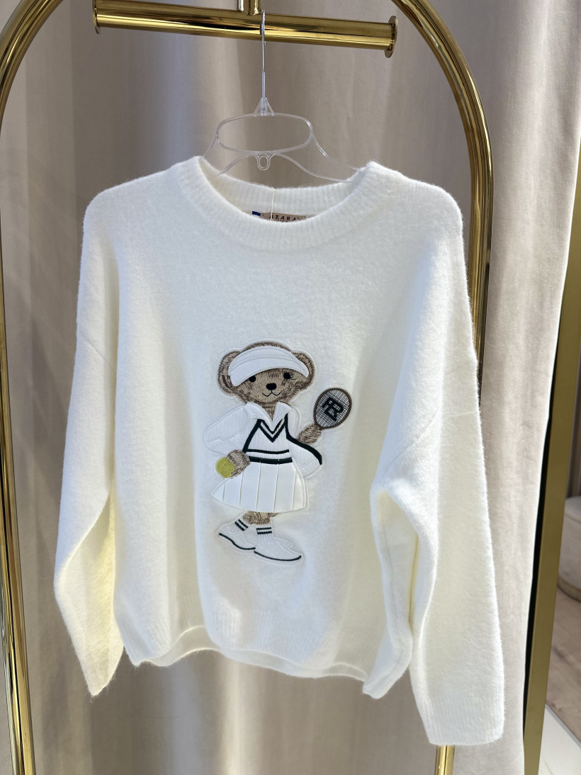 AZARA SWETEREK ŚMIETANKOWY MIŚ TENIS