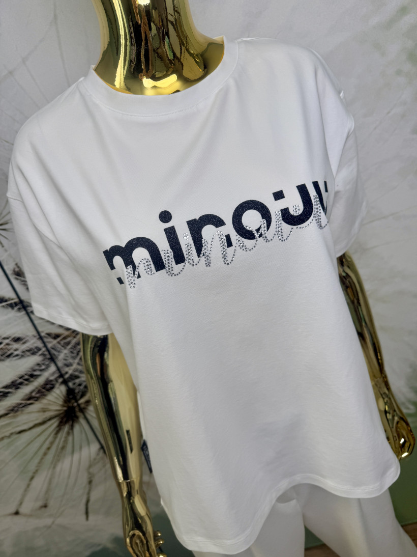 T-shirt premium Cyrkoniowy Napis ‚minouu’ z cieniem Minouu