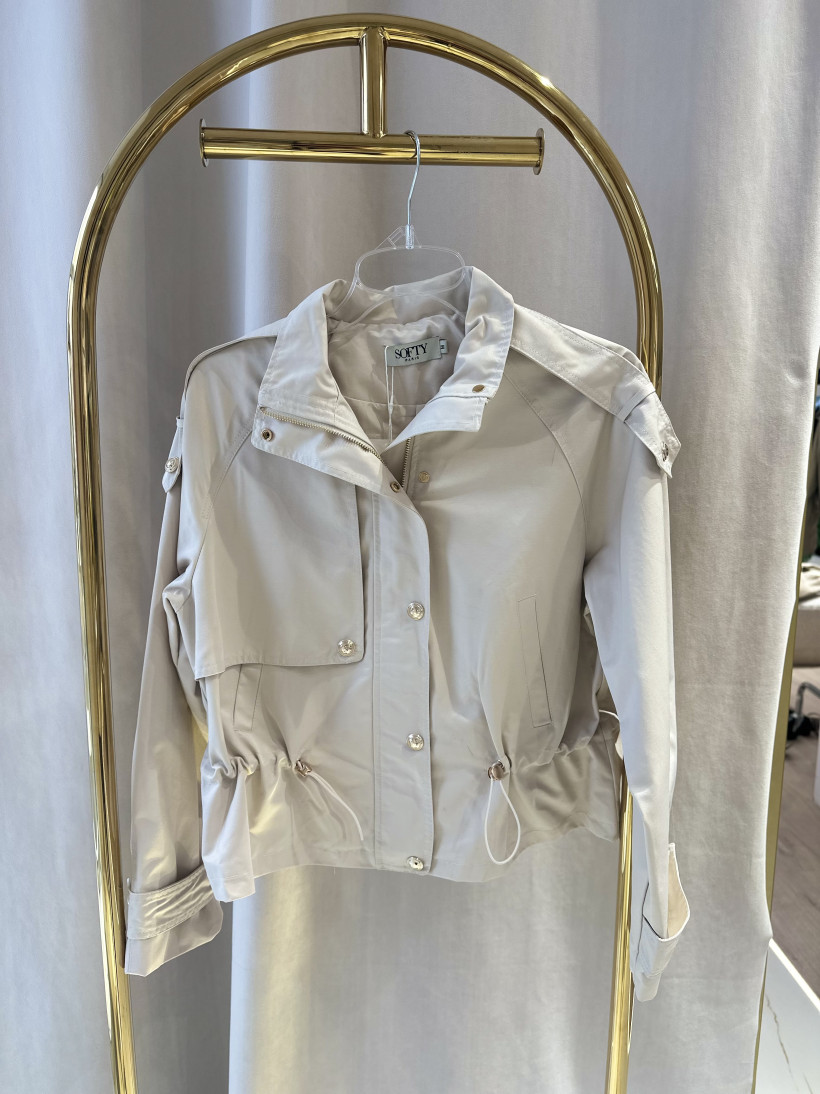 SOFTY KURTKA MATERIAŁOWA ZŁOTE GUZIKI BEŻ