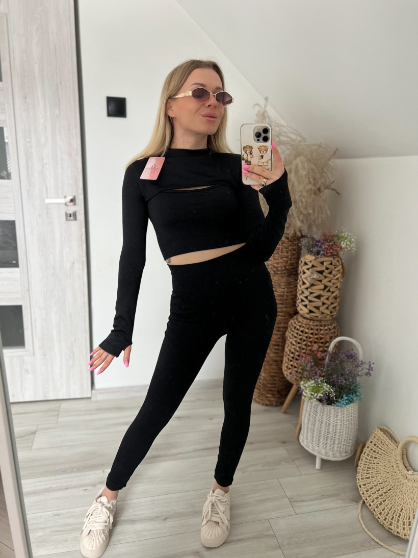 Komplet prążek sport czarny