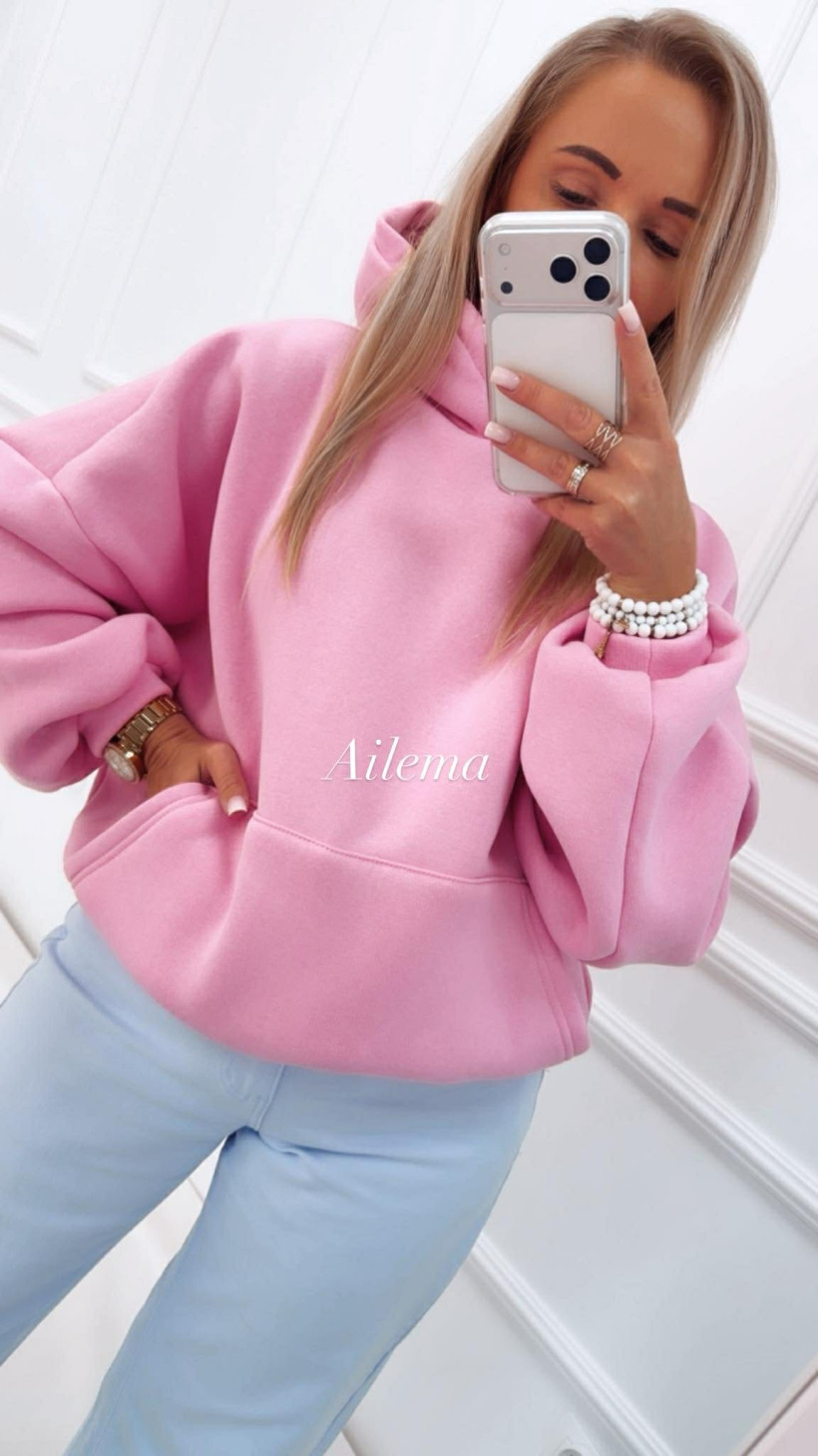 Bluza oversize gładka BL46 z kapturem