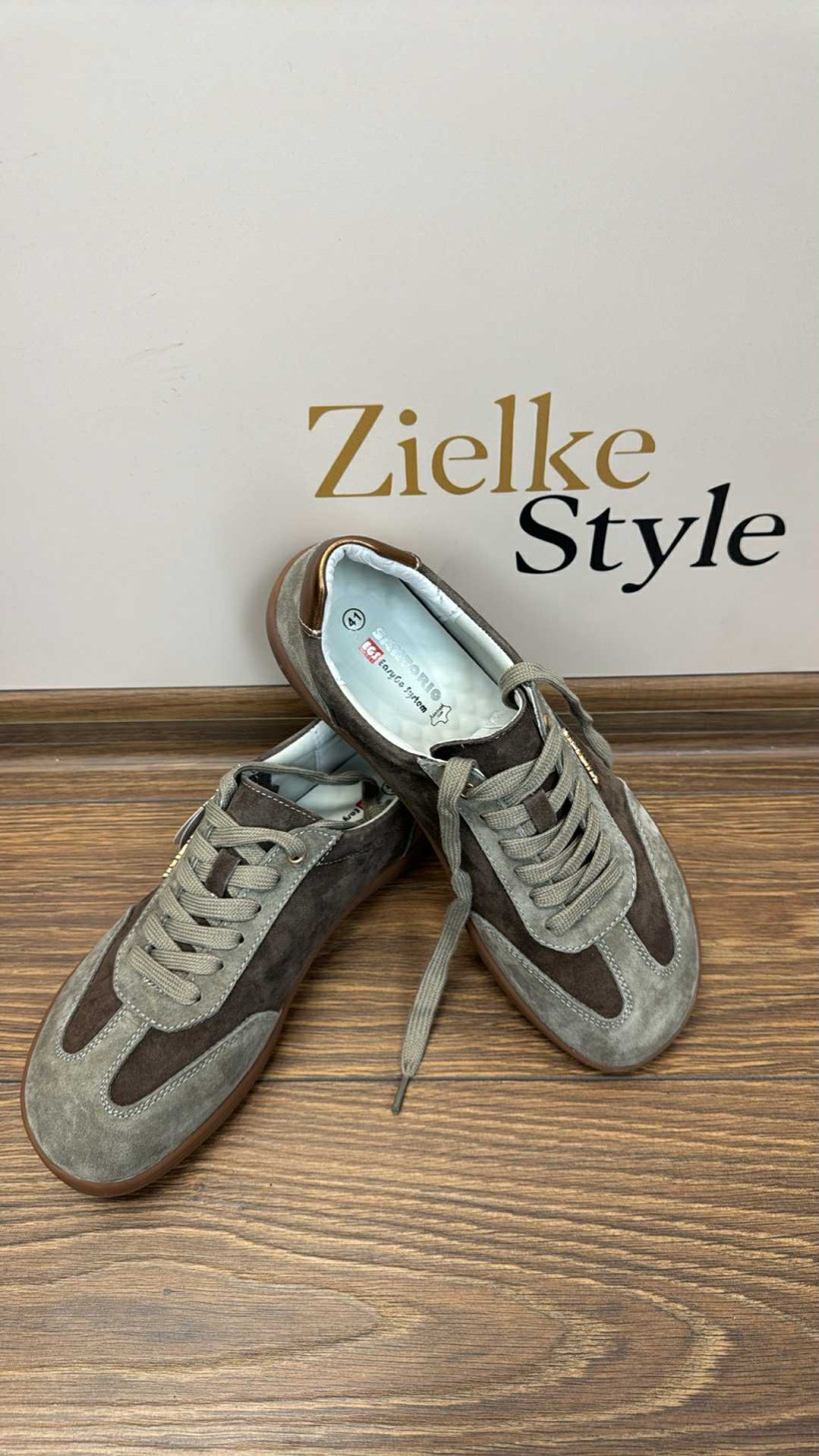 Buty sportowe skórzane brąz - 14434 - 37