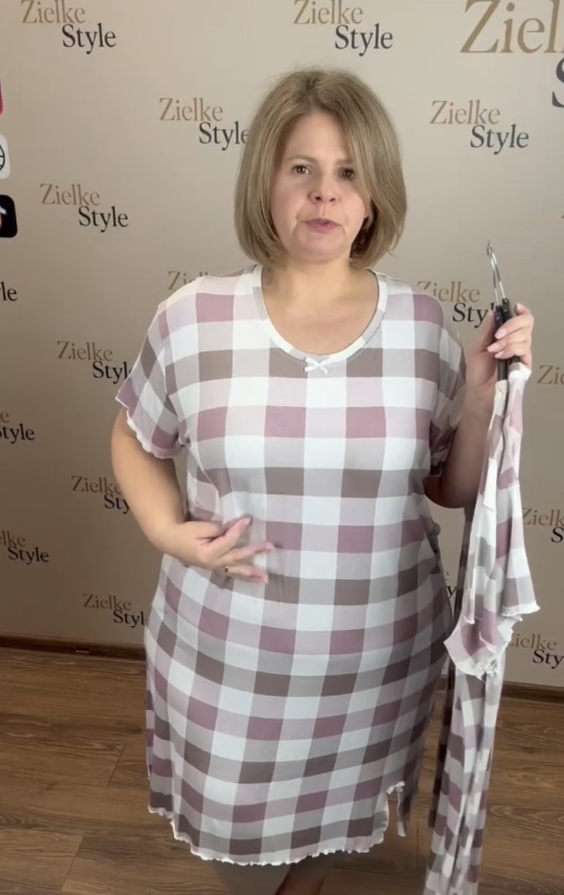 Koszula nocna krata - 4xl - 5029 - róż