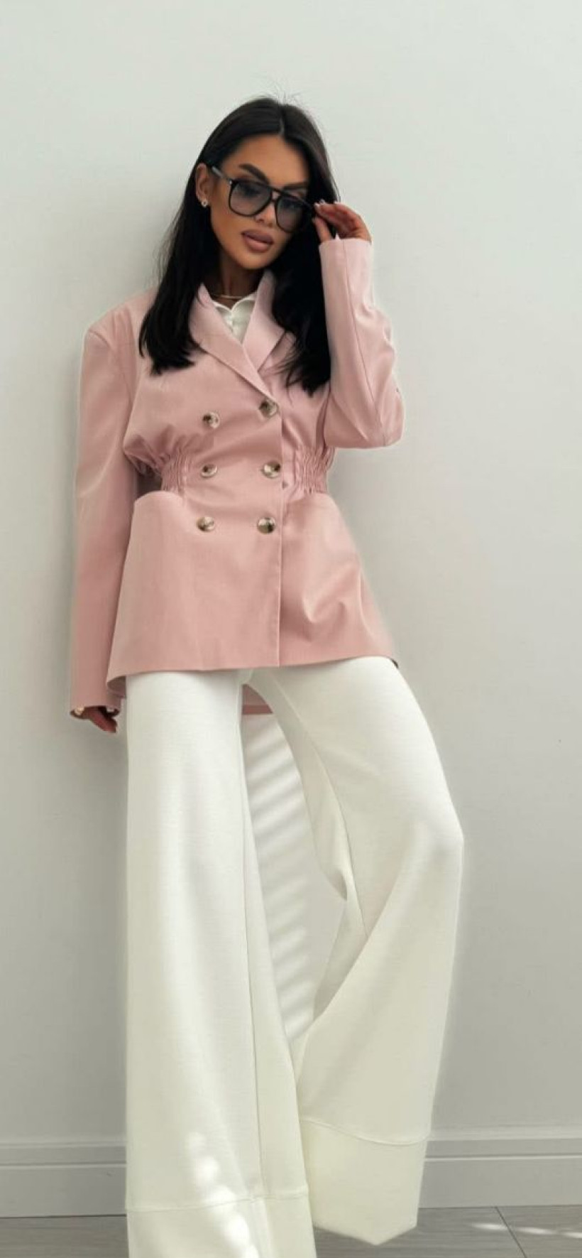 MARYNARKA TALIOWANA PUDER RÓŻ UNI SLAY