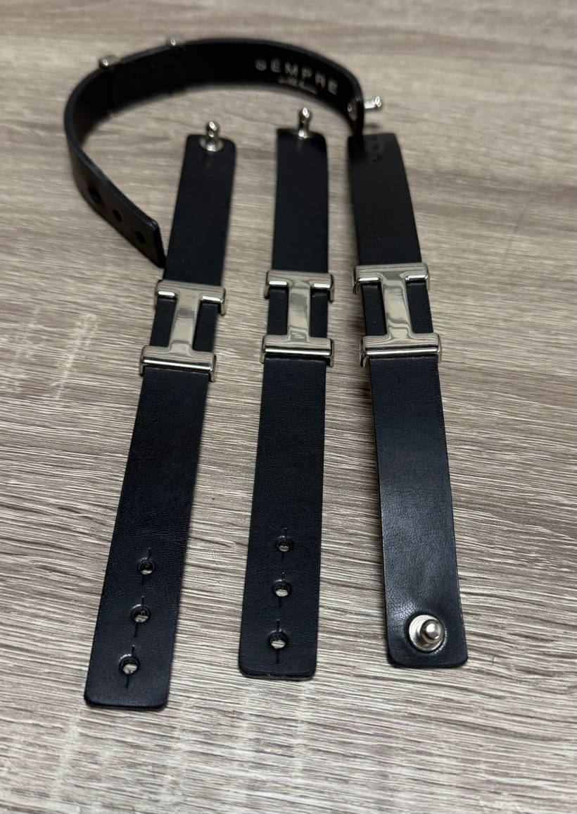 BRANSOLETKA SKÓRA SREBRNE H SEMPRE