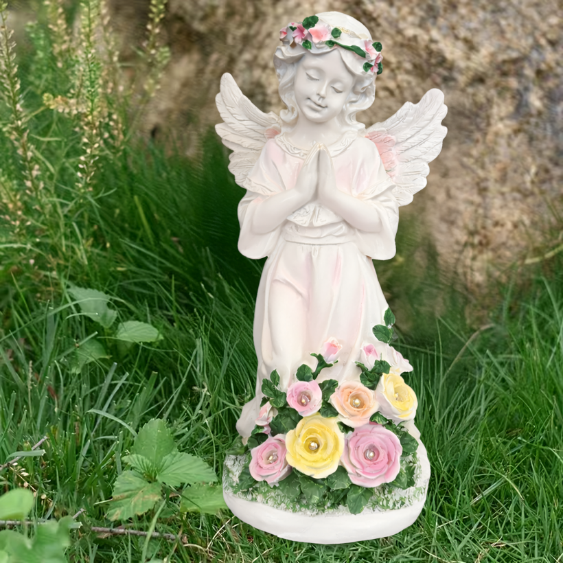 Figurka świecznik anioł dekoracja posążek aniołek solarny led do ogrodu