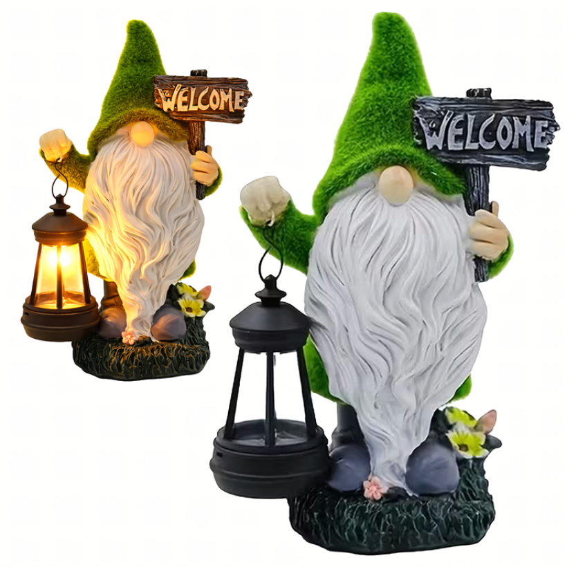 Krasnal gnom ogrodowy lampa figurka rzeźba ogrodowa solarna dekoracyjna led