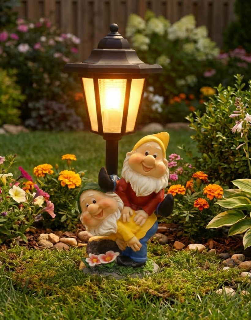 Lampa ogrodowa solarna dekoracja ozdoba rzeźba figurka krasnale led